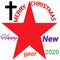 MERRY CHRISTMAS  and happy New year. Red star ,Chirstian cross symbol with white background.