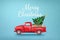 Merry Christmas and Happy New Year with red truck