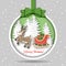 Merry Christmas and Happy New Year with Reindeer Sleigh and gift box in snow jungle vector