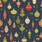 Merry Christmas and Happy New Year Retro Seamless Pattern. Christmas Balls and Bows