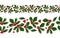 Merry Christmas and Happy New Year seamless holly pattern border