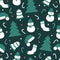 Merry Christmas and Happy new year seamless pattern Christmas tree snowman socks and candy