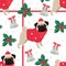 Merry Christmas and Happy New Year Seamless pattern with the pug