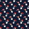 Merry Christmas and Happy New Year Seamless Pattern with Santa Claus Photo Booth, Hats, Mustache and Beards