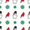 Merry Christmas and Happy New Year Seamless Pattern with Snowman and Birds. Winter Holidays Wrapping Paper