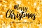 Merry Christmas and Happy New Year Sign on a golden starry background