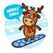 Merry Christmas and Happy New Year Snowboarding Deer