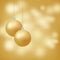 Merry Christmas, happy new year soft glowig background with golden baubles