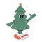 Merry Christmas and Happy New year sticker and pack. Playful and cheeky character christmas tree trendy groovy style