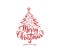 Merry christmas and happy new year text. Xmas tree with decoration, type.