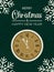 Merry Christmas and Happy New Year trendy greeting card with emerald background. Antique clock with roman numerals