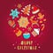 Merry christmas and happy new year vector banner. Gingerbread cookies concept. Different winter elements: snowflakes, gingerbread