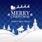 Merry Christmas and Happy New Year white paper cut on blue night design for holiday festival celebration night party vector.