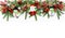 Merry Christmas horizontal banner. Christmas garland of fir branches, Christmas tree decorations and baubles. Design template for