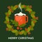 Merry Christmas, hot drink with cinnamon in mug vector.