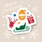 Merry Christmas icon. Holiday xmas symbols. Isolated sticker. Happy new year icons, web banner. Flat vector illustration. Santa,