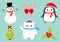 Merry Christmas icon set. Snowman Candy Cane stick red bow.