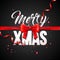 Merry Christmas Illustration with Red Bow Ribbon, Serpentine and Typography Elements on Black Background. Vector Holiday