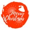 Merry Christmas label. Font with Brush. XMas badges. Vector illustration icon with Sunburst
