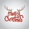 Merry Christmas Lettering Design with deer horn. Vector illustration.