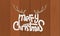 Merry Christmas Lettering Design with deer horn with wood background.