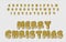 Merry Christmas lettering in gold. Knit winter alphabet for marketing materials and advertisement. Holiday vector banner