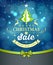 Merry Christmas lettering green tree sale design blue background