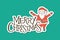 Merry Christmas Lettering with Santa. Sticker Design