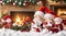 Merry Christmas Magic Santa\'s Elves, Gifts, and Fireplace Delight