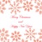 Merry Christmas and Merry Christmas banner. Red snowflake seamless horisontal pattern on white winter season ar