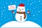 Merry Christmas. Merry Snowman Wishes Merry Christmas, New Year, Christmas Illustration, Snowfall, Postcard Idea. Vector