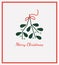 Merry Christmas mistletoe greeting card minimalistic style