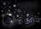 Merry Christmas New year background with black xmas ball, vector