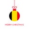 Merry Christmas and new year ball with Belgium flag. Belgian Flag Christmas Ornament.