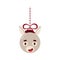 Merry Christmas and new year ball with cute donkey. Cartoon winter holidays animal bauble.