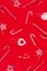 Merry Christmas or New Year pattern decor on red background