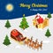 Merry Christmas New Year Santa village house flat isometric 3d