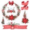 Merry Christmas ,New Year Wreath,ribbons,group
