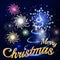Merry Christmas night holiday background in blue shades with salute