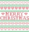 Merry Christmas Nordic style and inspired by Scandinavian cross stitch craft seamless Christmas pattern in red, green, white