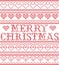 Merry Christmas Nordic style and inspired by Scandinavian cross stitch craft seamless Christmas pattern in red, white with hearts