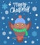 Merry Christmas Owl with Scarf Vector Illustration