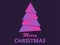 Merry Christmas. Paper Christmas tree purple gradient, papercut style. Vector