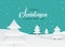 Merry christmas papercut style tree landscape background