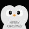 Merry Christmas. Penguin bird square head face icon. Big eyes, beak. Cute cartoon funny kawaii character. Happy New Year. Winter