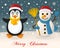 Merry Christmas - Penguin & Cute Snowman