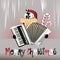 Merry Christmas Penguin playing the accordion