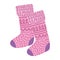 Merry christmas, pink socks decoration isolated design