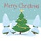 Merry Christmas Postcard, Cute Decorated Fir Tree