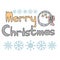 Merry Christmas postcard. Festive doodle wreath and inscription, decorated with ornate snowflakes